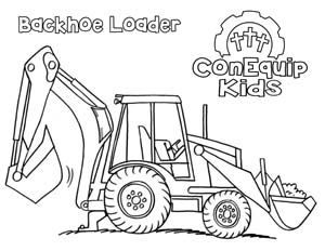 ConEquip Kids Construction Coloring backhoe loader