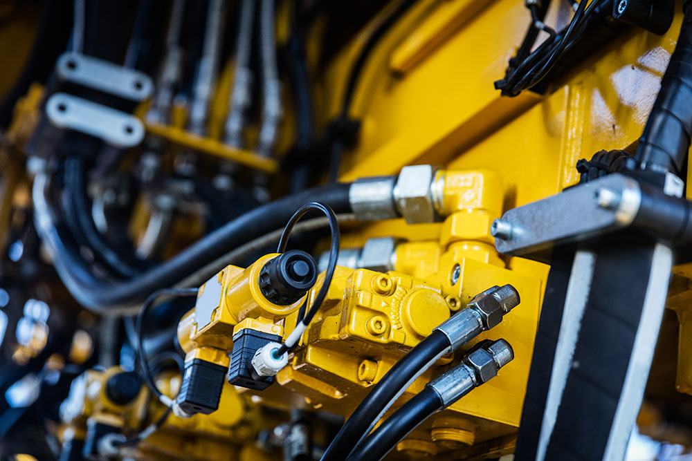 Hydraulic pump on a large excavator heavy machinery