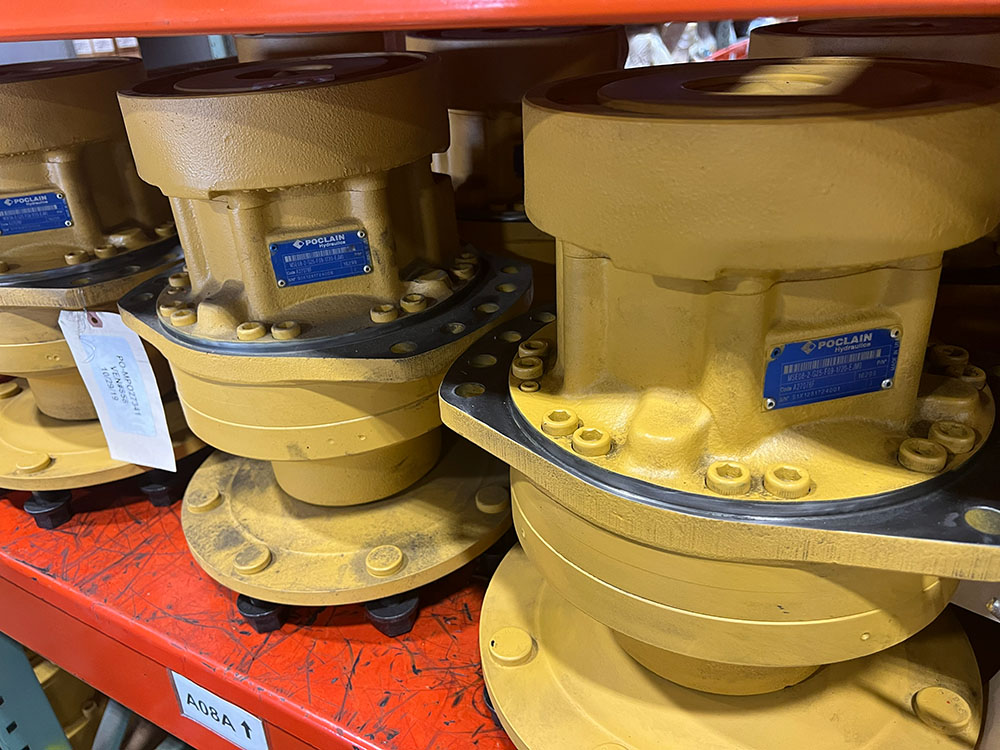 Swing drive motor sitting on a shelf