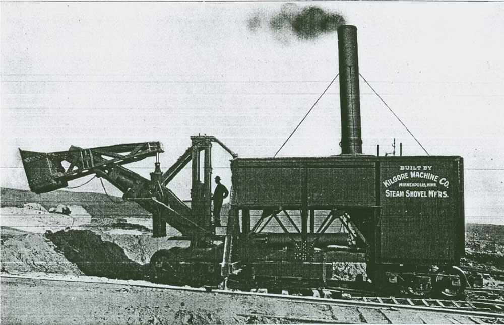 Historical image scan of a Kilgore machine excavator