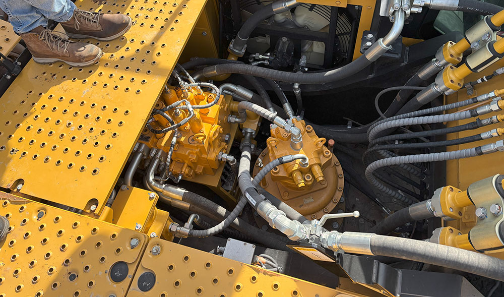 Sany excavator swing drive as viewed from top deck