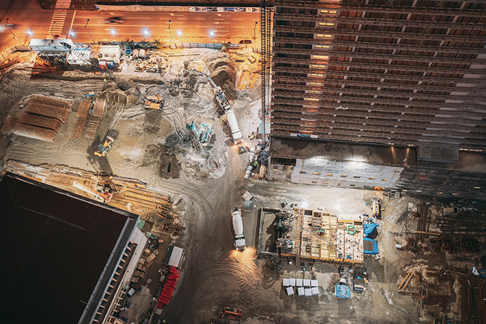 Overhead photo of skyscraper jobsite
