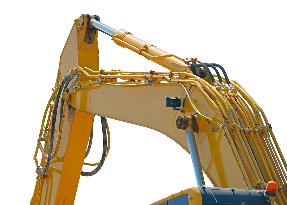 Stick cylinder on CAT excavator machine at ConExpo