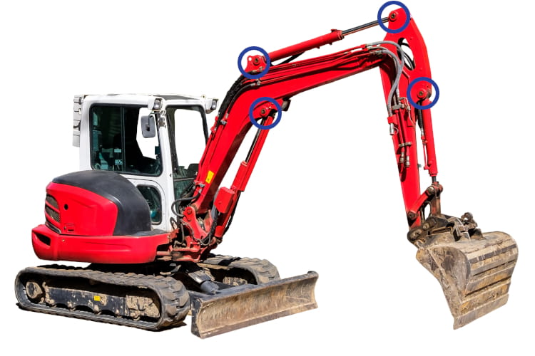 excavator grease fittings and pivot points