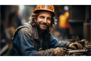 A happy construction worker, since construction is the #1 happiest industry! 