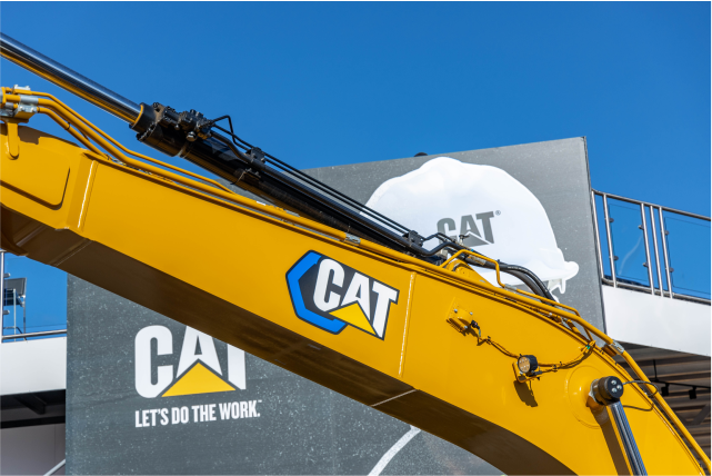 Caterpillar Logo on an excavator at CONEXPO 2023