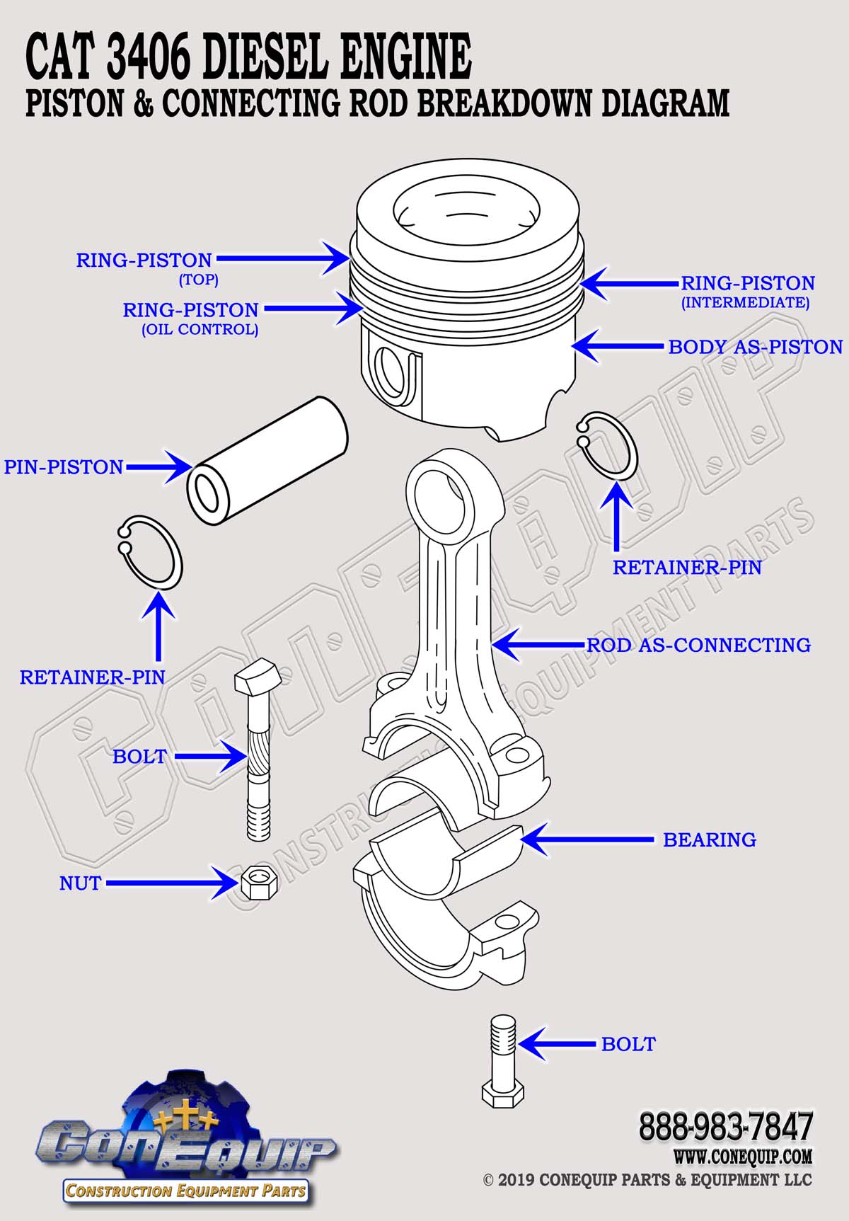 CAT 3406 piston connecting rod assembly