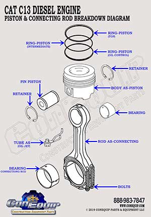 CAT C13 piston connecting rod assembly