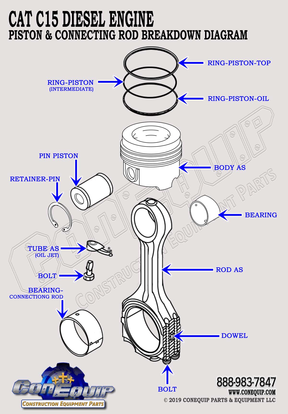 CAT C15 piston connecting rod assembly