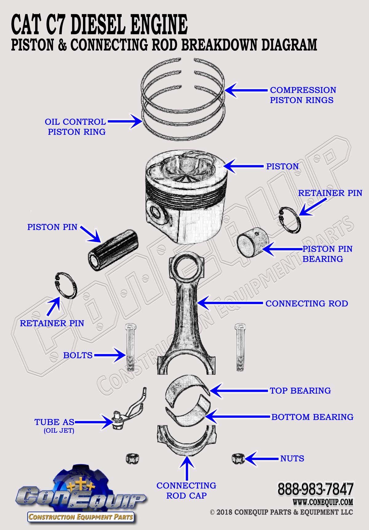 CAT C7 piston connecting rod assembly