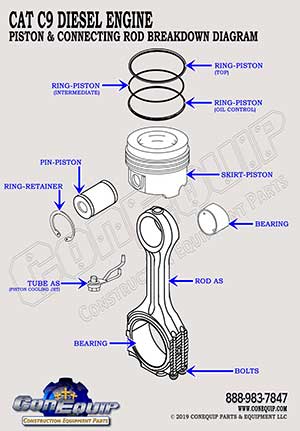 CAT C9 piston connecting rod assembly